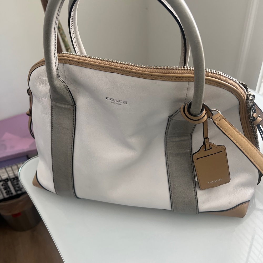 Coach White and Tan Handbag